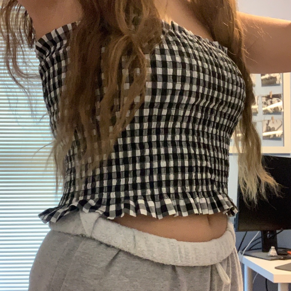 Black & White Gingham Tube Top